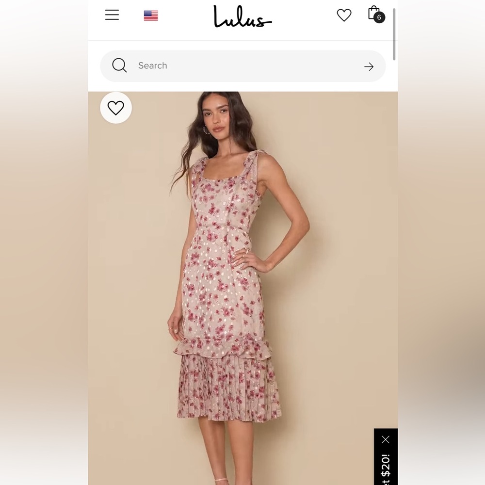 Lulus Terrace Views Taupe Floral Print Tiered Dress